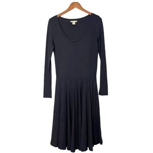 Joan Vass NWT Black Rayon Nylon Blend Fit & Flare Midi Dress size medium NWT